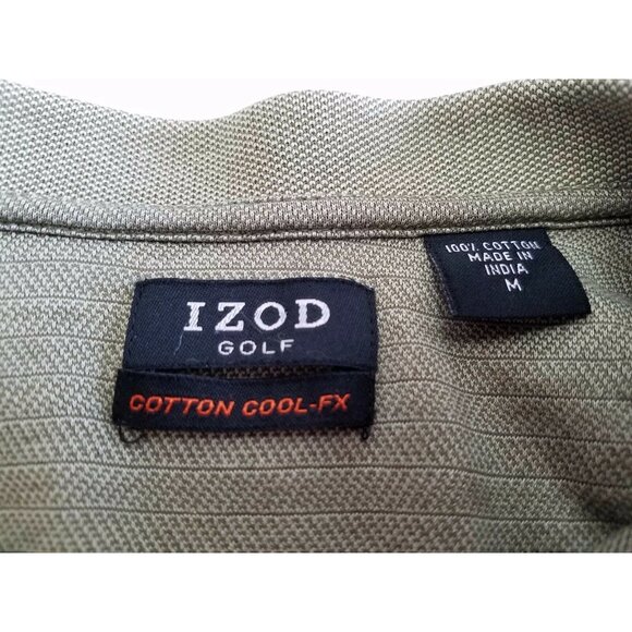 Izod Golf Cotton Cool-FX Polo Shirt Mens Sz Medium Olive Short Sleeve Collared - Picture 3 of 12